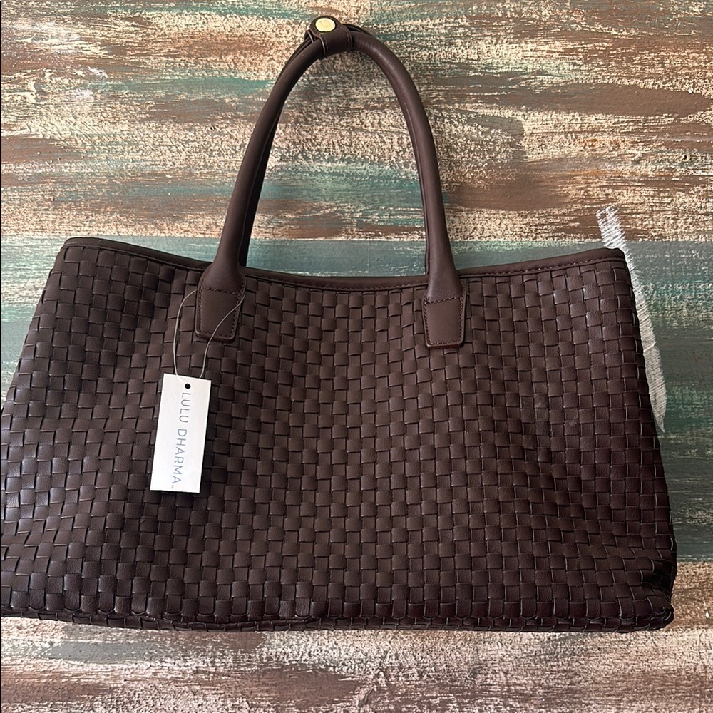 Lulu Dharma Brown Woven Tote Bag
